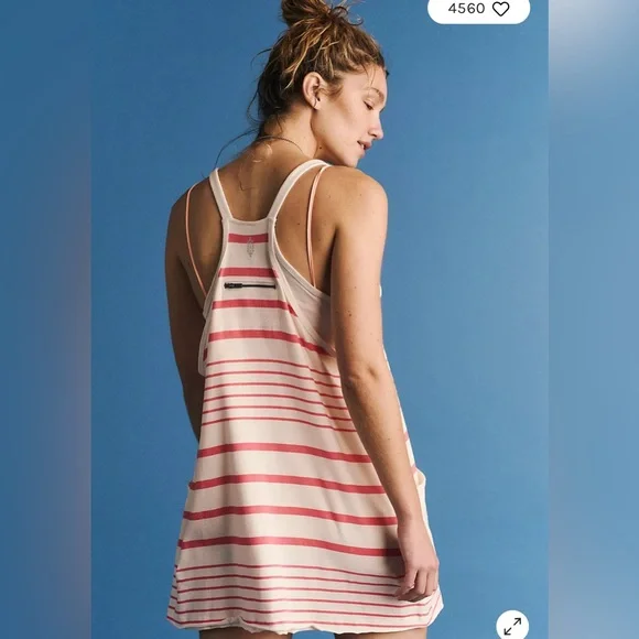 Free People | Hot Shot Mini Printed Dress NWOT | Spring Stripe Ivory - Picture 4 of 11